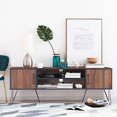 TV Stand Media Center Storage Cabinet & Shelf Hold Up To 60''TV W/ Metal Leg - Image 5