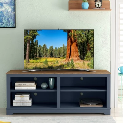 58" Modern Style TV Stand For TVs Up To 65" Navy - Festivo - Image 4