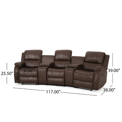 Meridan Contemporary Upholstered Theater Seating Reclining Sofa - Christopher Knight Home - Image 15
