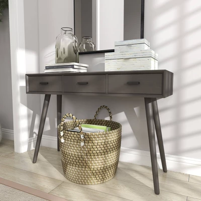 Modern 3 Drawer Wood Console Table Black - Olivia & May - Image 14