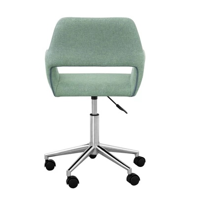 Modern Linen Style Fabric Office Swivel Chair With Wheels Mint/Chrome - Teamson Home - Image 5