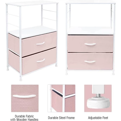 Sorbus Drawer Nightstand Shelf For Bedroom Home And Office And More Pink - Image 3