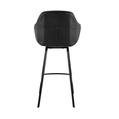 26" Brigden Swivel Counter Height Barstool With Faux Leather Black Metal - Armen Living - Image 4