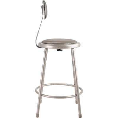 2pk 24" Adjustable Heavy Duty Vinyl Padded Steel Barstool With Backrest Gray - Hampden Furnishings - Image 3