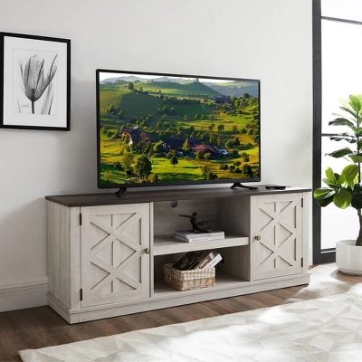 Dark Drift Wood Desktop TV Stand For TVs Up To 64" Off White - Home Essentials - Image 2