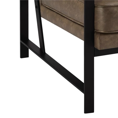 Yaheetech Upholstered Armchair Lounge Chair Accent Chair Faux Leather Brown - Image 6