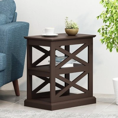 Vernon Contemporary 2 Shelf Side Table Dark Walnut - Christopher Knight Home