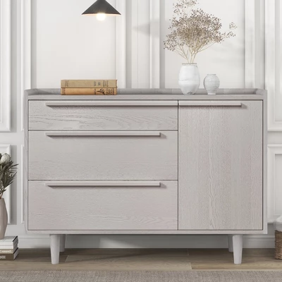 Clio Manufactured Wood Horizontal 3-Drawer Dresser With Solid Wood Legs-Maison Boucle - Image 8