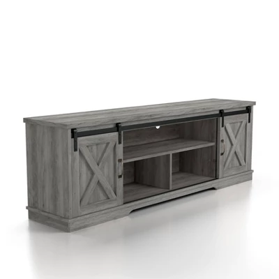 2pc Clander TV Stand And Bookcase Tower Set Vintage Gray Oak - HOMES: Inside + Out - Image 7