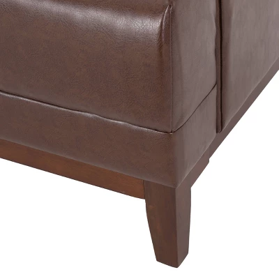 Raintree Mid Century Modern Faux Leather Tufted 3 Seater Sofa Dark Brown/Espresso - Christopher Knight Home - Image 6