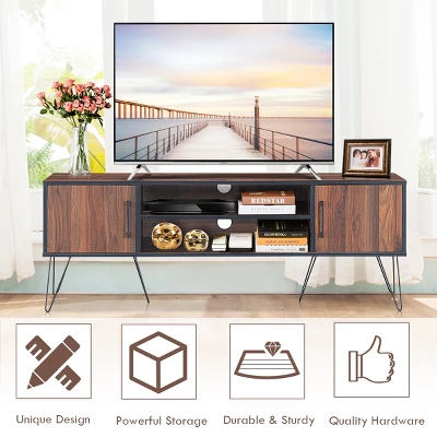 TV Stand Media Center Storage Cabinet & Shelf Hold Up To 60''TV W/ Metal Leg - Image 7