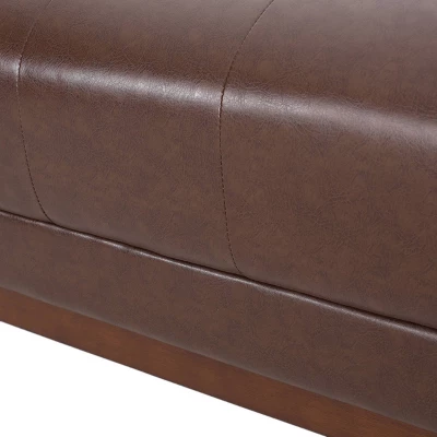 Raintree Mid Century Modern Faux Leather Tufted 3 Seater Sofa Dark Brown/Espresso - Christopher Knight Home - Image 5