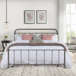 King Kirkland Metal Bed Aged Pewter - Hillsdale Furniture