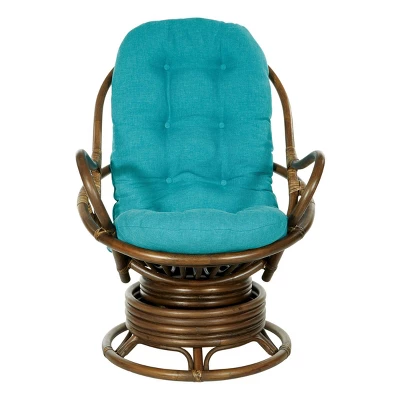 Kauai Rattan Swivel Rocker Chair - OSP Home Furnishings - Image 3
