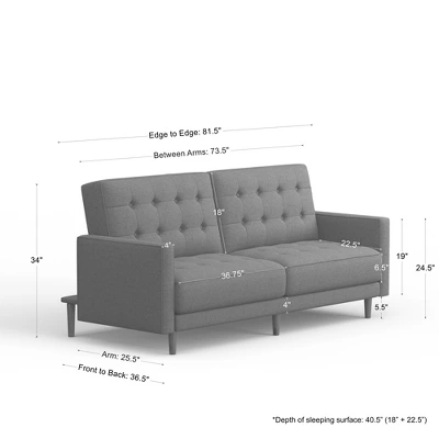 Glenwillow Home 81.5" Mies Upholstered Square Arm Convertible Sleeper Sofa In MCM Vintage Design - Image 7