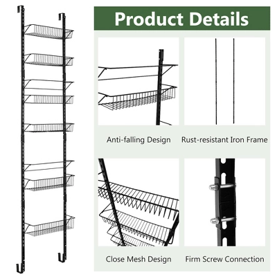 Costway Over The Door Pantry Organizer Wall Mounted Spice Rack W/ 6 Adjustable Shelves - Image 9
