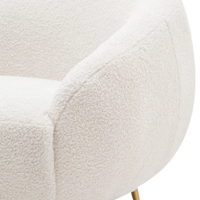 Modern Accent Chair, Teddy Short Plush Particle Velvet Armchair With Ottoman-ModernLuxe - Image 6