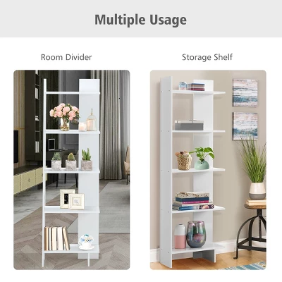Costway Set Of 2 Bookcase Storage 5-Tier Open Shelf Display Room Divider - Image 4