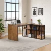 55" Lloyd Corner Desk With Storage Credenza Natural - Alaterre Furniture