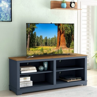 58" Modern Style TV Stand For TVs Up To 65" Navy - Festivo - Image 5