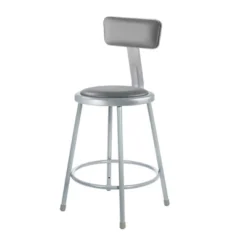 2pk 24" Adjustable Heavy Duty Vinyl Padded Steel Barstool With Backrest Gray - Hampden Furnishings
