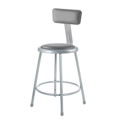 2pk 24" Adjustable Heavy Duty Vinyl Padded Steel Barstool With Backrest Gray - Hampden Furnishings