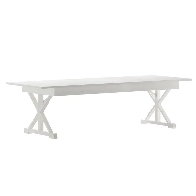 Emma And Oliver 9' X 40" Rectangular Solid Pine Folding Farm Table With Crisscross Legs