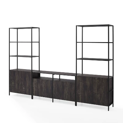 3pc Jacobsen Entertainment Set With Large Etageres Brown Ash - Crosley - Image 9