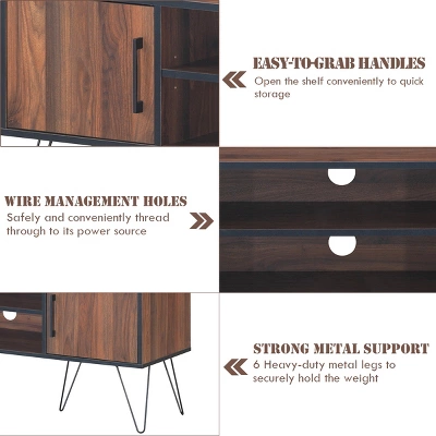 TV Stand Media Center Storage Cabinet & Shelf Hold Up To 60''TV W/ Metal Leg - Image 9