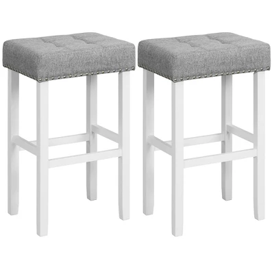 Costway Set Of 2 Bar Stools Tufted Upholstered Counter Height Chairs With Rubber Wood Legs - Image 11