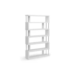 75.5" Barnes Six Shelf Modern Bookshelf White - Baxton Studio