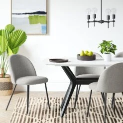 2pk Nils Metal Base Dining Chairs Gray Woven Fabric - Project 62â„¢