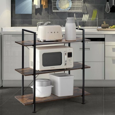 Costway 3-Tier Bookshelf Industrial Bookcase Display Shelf Storage Rack Rustic Brown - Image 3