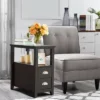 Costway End Table Space-Saving Rectangular Bedside Table W/ 2 Drawers & Shelf Espress