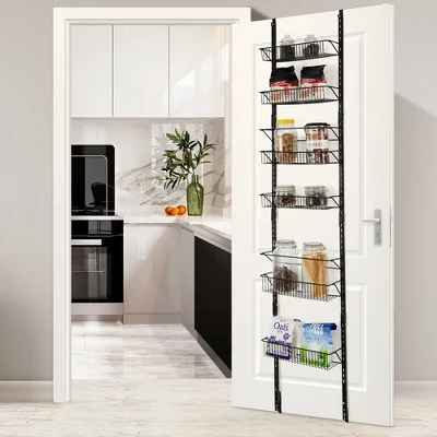 Costway Over The Door Pantry Organizer Wall Mounted Spice Rack W/ 6 Adjustable Shelves - Image 2