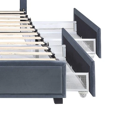 Ekali Upholstered Platform Bed With 4 Side Drawers - MiBasics - Image 2