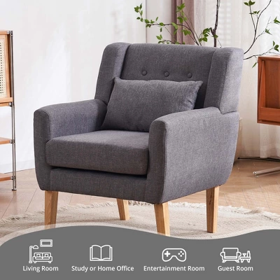 FERPIT Wooden Upholstered Accent Chair Solid Armchair - Image 7