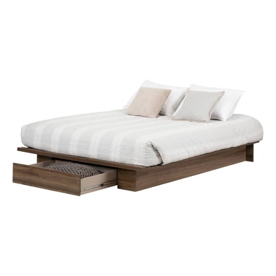 Full/Queen Lensky Platform Bed With Drawer Natural Walnut - South Shore - Image 7