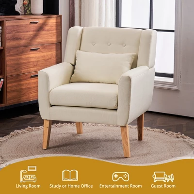 FERPIT Wooden Upholstered Accent Chair Solid Armchair - Image 3