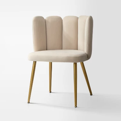 Barbara Contemparary Velvet Vanity Stool For Makeup Room, Moden Accent Side Chairs For Living Room With Shell Back And Golden Metal Legs | ARTFUL LIVING DESIGN - Image 20