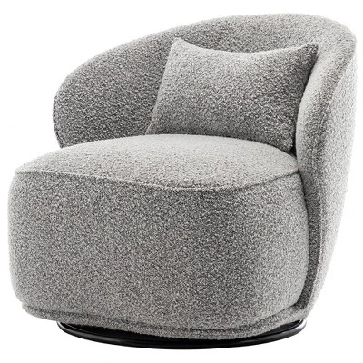 Boucle Upholstered Swivel Barrel Chair - Kinwell - Image 15