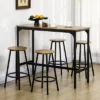 HOMCOM 5-Piece Counter Height Bar Table And Chairs Set, Rustic Bar Table With Stools, Kitchen Table 4 Chair Bar Table With Wooden Top
