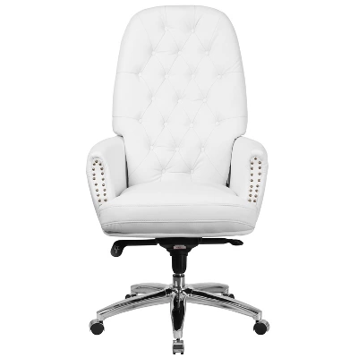 Flash Furniture High Back Traditional Tufted White LeatherSoft Multifunction Executive Swivel Ergonomic Office Chair With Arms - Image 8