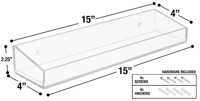 Sorbus Wall Mounted Acrylic Floating Display Shelves - Image 2