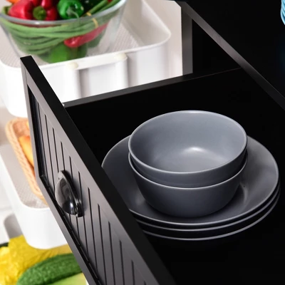 HOMCOM 72" Traditional Freestanding Kitchen Pantry Cabinet Cupboard With Doors And 3 Adjustable Shelves, Black - Image 4