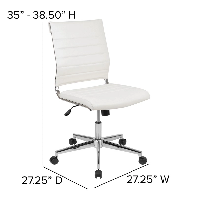 Merrick Lane Ergonomic Swivel Office Chair Ribbed Back And Seat Mid-Back Armless Computer Desk Chair With Metal Base - Image 11