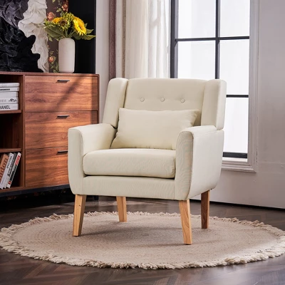 FERPIT Wooden Upholstered Accent Chair Solid Armchair - Image 6