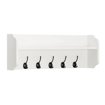 25" X 9" Entryway Floating Utility Wall Shelf With Hooks White - Danya B. - Image 11