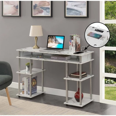 Designs2Go No Tools Student Desk With Charging Station And Shelves - Breighton Home