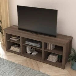 6 Cubby TV Stand For TVs Up To 80" Espresso - Merrick Lane